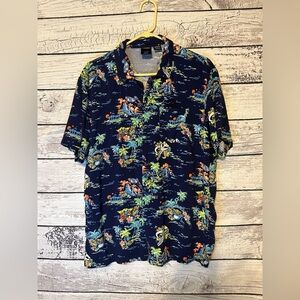 Star Wars Grogu Hawaiian Shirt Large Rayon Tropical Mandalorian Button Up